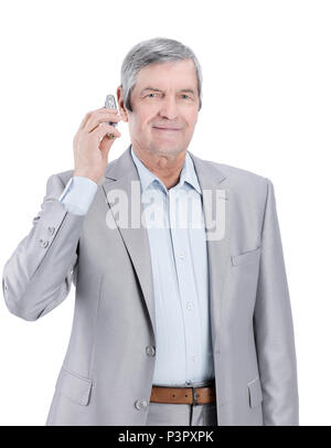 confident senior businessman with mobile phone.i Stock Photo