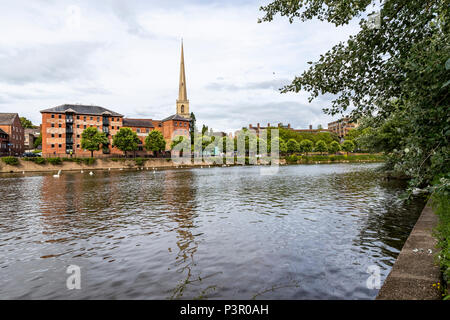 South Quay, Worcester UK. Arts project The Ring commissioned a sequin cover stage for the Festival by the River for the Canal & Rivers Trust. Stock Photo
