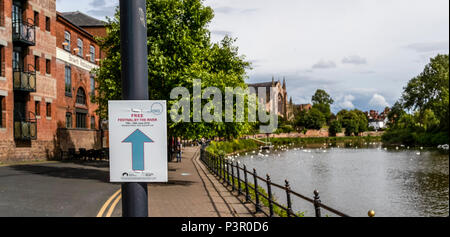 South Quay, Worcester UK. Arts project The Ring commissioned a sequin cover stage for the Festival by the River for the Canal & Rivers Trust. Stock Photo
