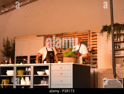 Celebrity chef Tom Kerridge at the Pub in the Park festival, Bath, June 2018 Stock Photo