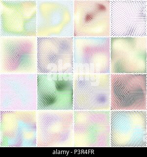Set of colored halftone textures Stock Vector