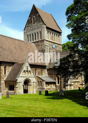 The fine Norman church in the West Norfolk village of Castle Rising. Stock Photo