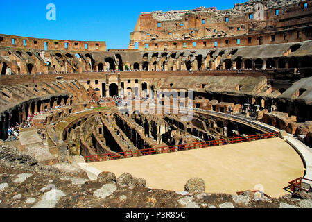 Inner view of the Colosseum, is an elliptical amphitheatre in the centre of the city of Rome, Italy, Europe Stock Photo