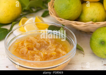 sweet lemon jam from the organic garden Stock Photo