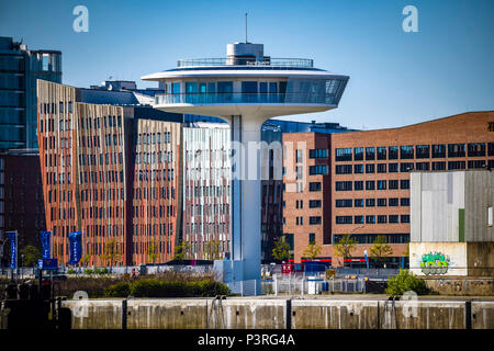 Lighthouse Zero residential tower at the baak hoeft in Hamburg, Germany, Europe, Lighthouse Zero Wohnturm am Baakenhöft in Hamburg, Deutschland, Europ Stock Photo