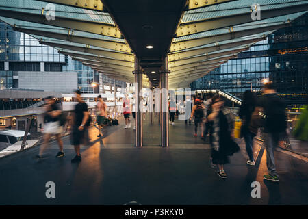 June 15, 2018 -Central, Hong Kong : People crossing on the footbridge Stock Photo