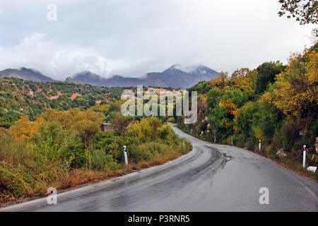 Rainy day landscape in mountainous Crete (Rethimno region), Greece Stock Photo