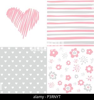 Set of pink hearts Stock Vector