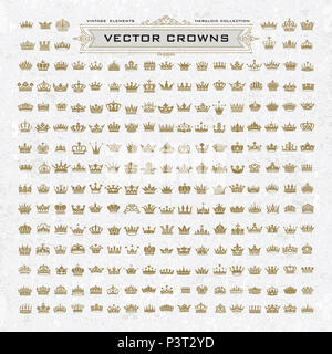 Vector collection of creative king and queen crowns symbols or logo ...