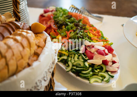 catering services background with snacks on guests table in restaurant at event party Stock Photo