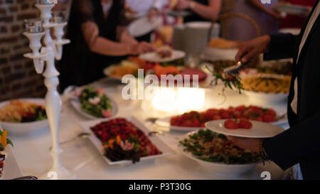 catering services background with snacks on guests table in restaurant at event party Stock Photo