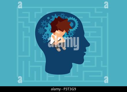 Vector of a child subconscious mind of an adult man concept Stock Vector