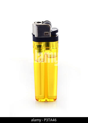 yellow lighter isolated on a white background Stock Photo