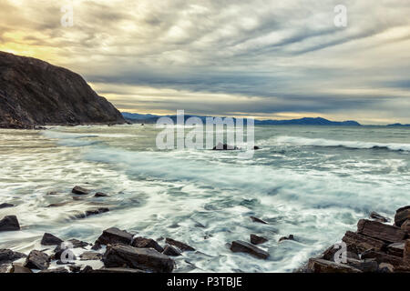 sunset at the barrika beach Stock Photo