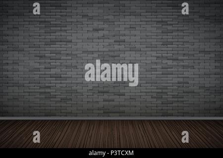 Dark brick wall room Stock Vector