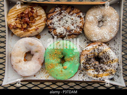Colored donuts in the box Stock Photo