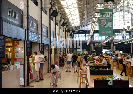 Time Out Market inside Mercado da Ribeira in Cais do Sodre neighborhood, Lisbon, Portugal Stock Photo