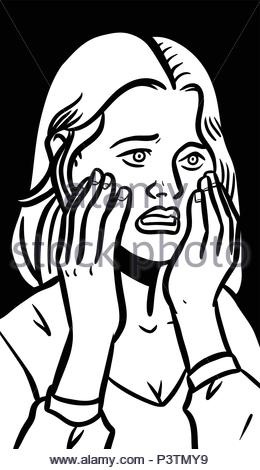 Pop art girl crying, retro comic book style vector illustration of ...