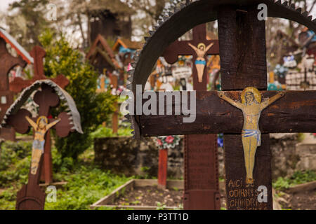 Gravestones in Ieud Cemetery, Maramures, Romania Stock Photo