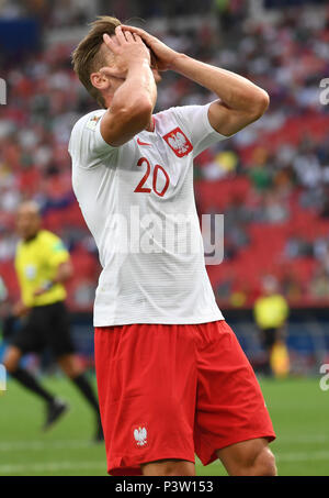 Moscow, Russia. 19th June, 2018. Soccer: World Cup 2018, group stages, group H: Poland vs Senegal at Spartak Stadium. Poland's Lukasz Piszczek reacts. Credit: Federico Gambarini/dpa/Alamy Live News Stock Photo