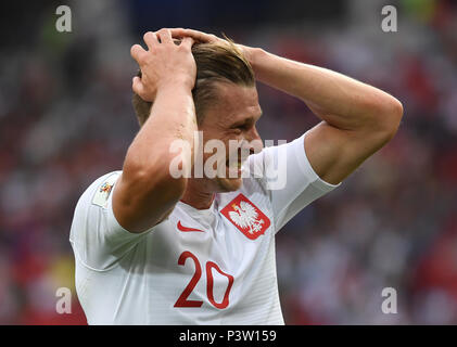 Moscow, Russia. 19th June, 2018. Soccer: World Cup 2018, group stages, group H: Poland vs Senegal at Spartak Stadium. Poland's Lukasz Piszczek reacts. Credit: Federico Gambarini/dpa/Alamy Live News Stock Photo