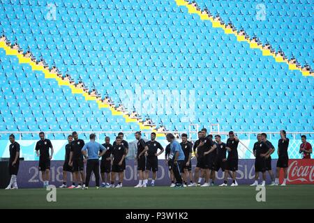 Rostov On Don. 19th June, 2018. Players of Uruguay attend a training session prior to a Group A match against Saudi Arabia at the 2018 FIFA World Cup in Rostov-on-Don, Russia, on June 19, 2018. Credit: Lu Jinbo/Xinhua/Alamy Live News Stock Photo