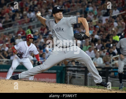 New York Yankees' pitcher Jonathan Loaisiga throws during the ninth inning  of a baseball game against the Boston Red Sox, Sunday, July 17, 2022, in  New York. The Yankees won 13-2. (AP