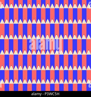 Seamless vector pattern with pencils red and blue Stock Vector