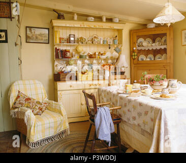 Yellow Kitchen With Painted Dresser Stock Photo 277264207 Alamy