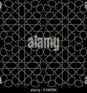 Arabesque geometric vector seamless pattern in Arabian style. This luxury abstract tileable pattern is ideal for creative design project, background Stock Vector