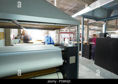 Calender transfer machine factory for textile fashion printing industry Stock Photo