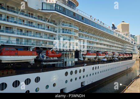 Celebrity Cruises Cruise Liner, Celebrity INFINITY, Docking At The Canada Place East Berth, Vancouver, British Columbia, Canada. Stock Photo