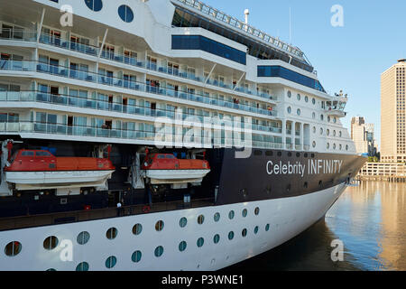 Celebrity Cruises Cruise Liner, Celebrity INFINITY, Docking At The Canada Place East Berth, Vancouver, British Columbia, Canada. Stock Photo