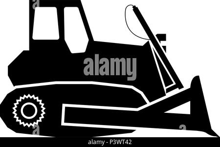 Bulldozer icon black color vector I flat style simple image Stock Vector