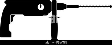 Rotary hammer demolition icon black color vector I flat style simple image Stock Vector