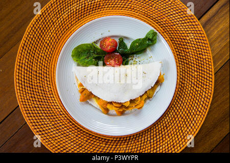 Tapioca com tucumã, comida típica de Manaus, Amazonas. Stock Photo