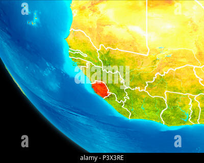 Illustration of Sierra Leone highlighted in red on globe. 3D ...
