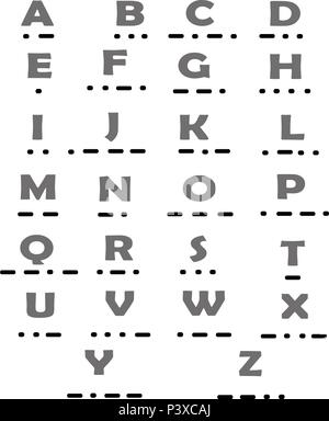 ABC alphabet Morse. Vector illustration. Isolated on white background Stock Vector