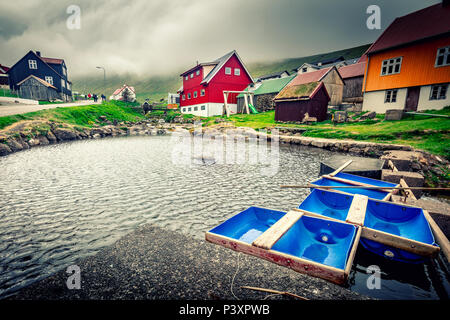 detail of gjogv village in faroe island Stock Photo