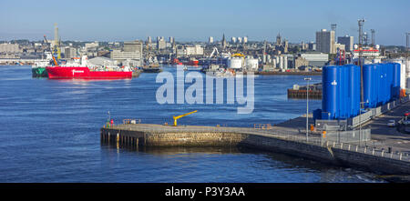 Aberdeen harbour / port and city skyline, Aberdeenshire, Scotland, UK Stock Photo