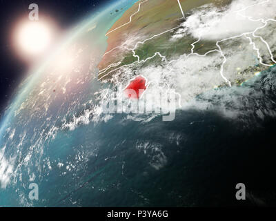Sierra Leone during sunset highlighted in red on planet Earth with ...