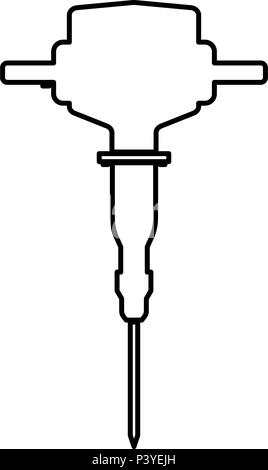 Jackhammer icon black color vector I flat style simple image Stock Vector