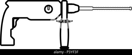 Rotary hammer demolition icon black color vector I flat style simple image Stock Vector
