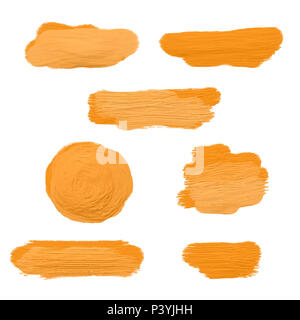 Collection of gold acrylic paint smears Stock Photo