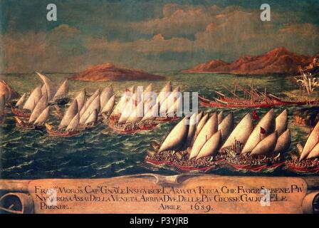 *FRANCESCO MOROSINI PONE EN FUGA A LOS TURCOS-1659. Location: MUSEO CORRER, VENEDIG, ITALIA. Stock Photo
