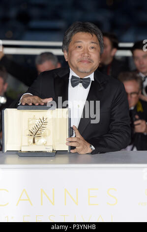 71st Cannes Film Festival 2018, Photocall film Palme D'Or Winners.  Pictured: Kore-Rda Hirokazu, Best Film  Featuring: Hirokazu Kore-eda Where: Cannes, France When: 19 May 2018 Credit: IPA/WENN.com  **Only available for publication in UK, USA, Germany, Austria, Switzerland** Stock Photo