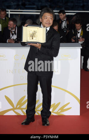 71st Cannes Film Festival 2018, Photocall film Palme D'Or Winners.  Pictured: Kore-Rda Hirokazu, Best Film  Featuring: Hirokazu Kore-eda Where: Cannes, France When: 19 May 2018 Credit: IPA/WENN.com  **Only available for publication in UK, USA, Germany, Austria, Switzerland** Stock Photo