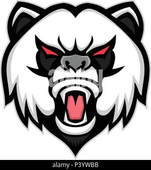 Mascot icon illustration of head of an angry giant panda or panda bear, a bear native to south central China viewed from front on isolated background  Stock Vector