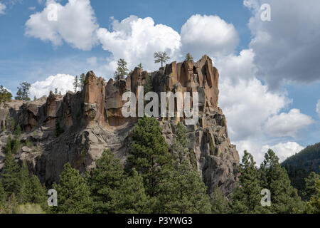 Battleship Rock on the Jemez Mountain Trail National Scenic Byway in New Mexico Stock Photo