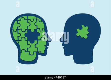 Human mind with a missing jigsaw puzzle piece. Alzheimer's disease and ...